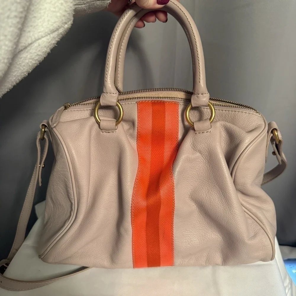 J.Crew Collection Spritzer-Stripe Satchel Lavender Orange Speedy Bag Madewell